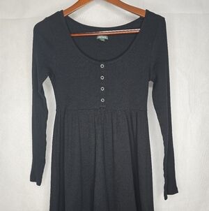 Wild Fable Waffle Knit Babydoll Dress Black Thermal Henley 90s Soft Grunge M
